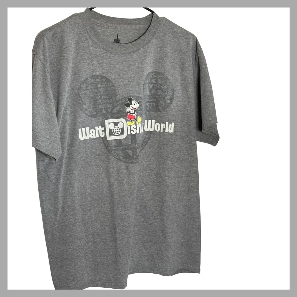 Disney Parks Walt Disney World Mickey Mouse Graphic T-Shirt Gray Large
